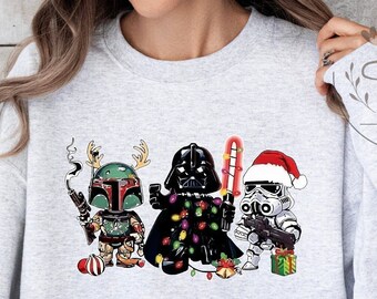 Funny Star Wars Christmas Sweatshirt: Darth Vader Santa, Stormtrooper