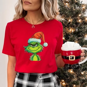 Funny Grinch Face Christmas Shirt - Unisex Cotton Blend