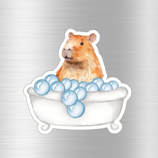 Capybara in Bathtub Kiss-Cut Stickers, Cute Animal Vinyl Decals