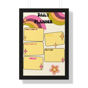 Poster Vertical Hippie Daily Planner Schedule emoldurado