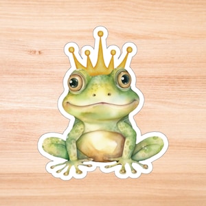 Frog with Crown Kiss-Cut Stickers, Cute Animal Vinyl Decals