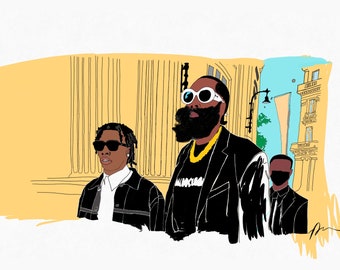 Lil Baby and James Harden in Paris 8.5x11 inch Art Print