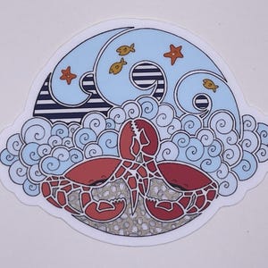Crab sticker, crab art, stickers, ocean stickers, nature stickers, Maryland crab, coastal sticker, hand drawn stickers, stickers, beach