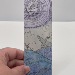 Whale bookmark, bookmarks, hand drawn bookmark, ocean bookmarks, sea bookmark, whale art, ocean lovers gift, gifts for readers, reading