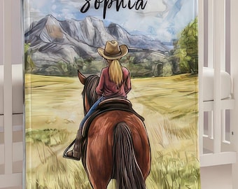 Personalized Cowgirl Blanket: Western Ranch Nursery Decor, Keepsake Gift