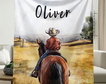 Personalized Cowboy Nursery Blanket: Watercolor Ranch Life Sherpa Throw