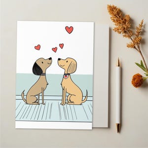 Personalisierte Liebeskarte - Valentinstag Hunde - Zum Geburtstag Ihrer Lieben, Valentinstag, für Sie / Ihn - Hundeliebhaber - minimalistisches Cartoon