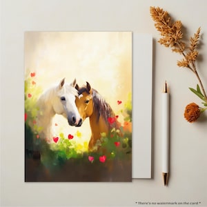 Gepersonaliseerde liefdeskaart - Valentijnsdagpaard - Olieverfschilderijstijl - Verjaardag van je liefde, Valentijnsdag, haar-hem-kaart paardenliefhebber