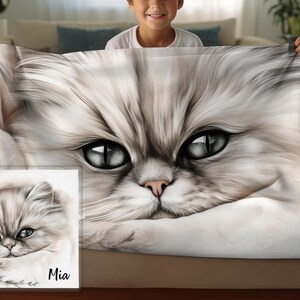 Personalized Blanket - Baby Persian Cat Art | Sherpa & Throw gift for Cat lover, Best Cat Themed gift for Dad, Mom, use as deco blanket