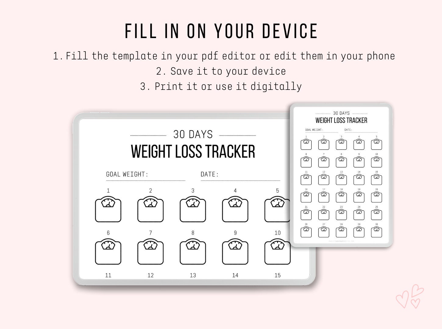 30 Day Weight Loss Tracker Printable, Lose Weight, Weight Loss Goal ...