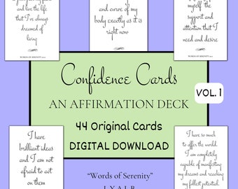 Confidence Cards: An Affirmation Deck Vol. 1 || 44 Affirmation Cards for Vision Board, Scrapbooking, Daily Reading Self Love Oracle digital