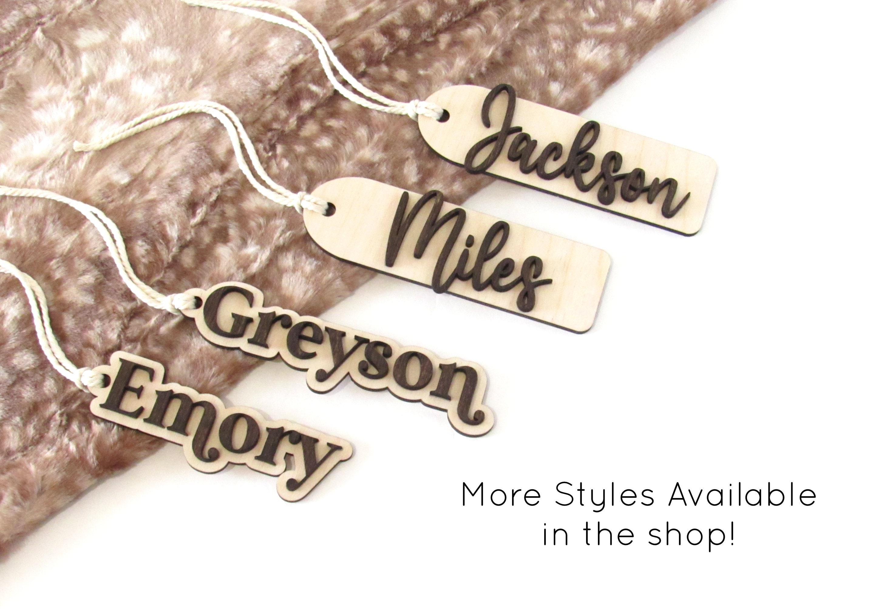 3D Laser Cut Name Tag Custom Stocking Tags Raised Name Wood - Etsy
