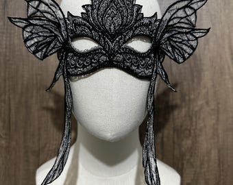 Embroidered Luna Moth Masquerade Mask: Fantasy Costume Mask
