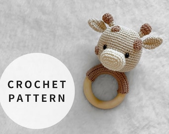 PATTERN: Giraffe - Rattle pattern - amigurumi giraffe pattern - crocheted giraffe rattle pattern - PDF crochet pattern
