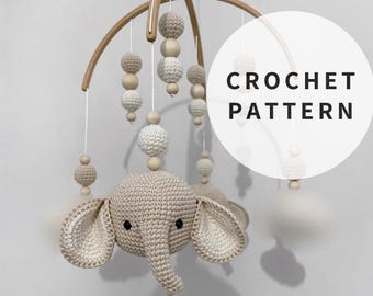 Crocheted Elephant Bed Mobile Pattern: Amigurumi Animal Heads (PDF Pattern)