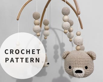 Crocheted Bear Bed Mobile Pattern: Amigurumi Animal Heads (PDF Pattern)