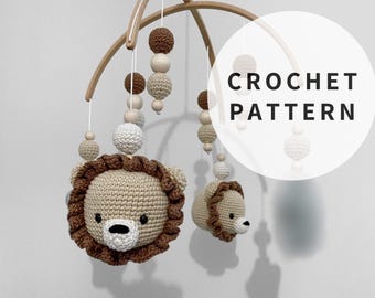 Lion Bed Mobile Crochet Pattern: Amigurumi Animal Heads (PDF Pattern)