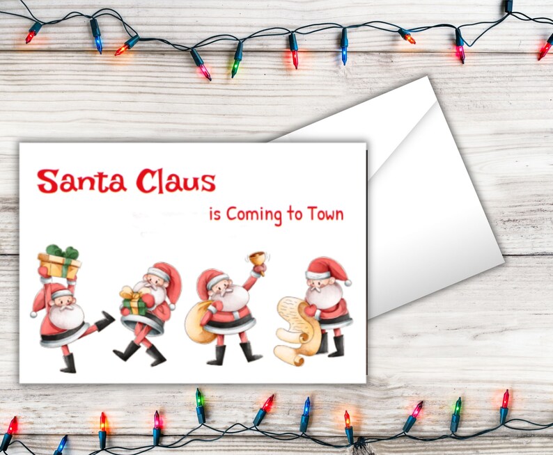 Santa Claus Christmas Card Printable Christmas Card - Etsy