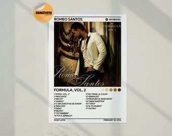 Romeo Santos - Fórmula, vol. 2 / Póster del álbum / Arte de la pared / Decoración del hogar / Álbum de Romeo Santos / Idea de regalo