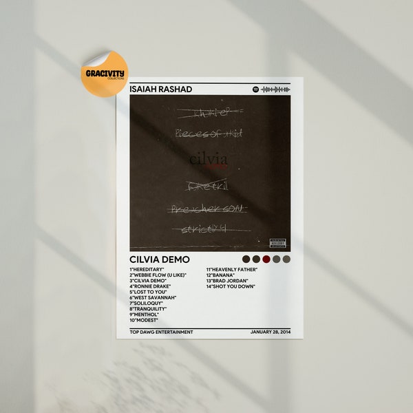 Isaiah Rashad - Cilvia Demo / Album Poster / Wall Art / Home Decor / Isaiah Rashad Album / Gift Idea