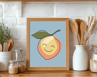 Poster Zitrone | Wanddeko | Digitaal ontwerp |  Zitrusfrüchte Kunst | digitaler downloaden | Kinderzimmer | Deko Kuche