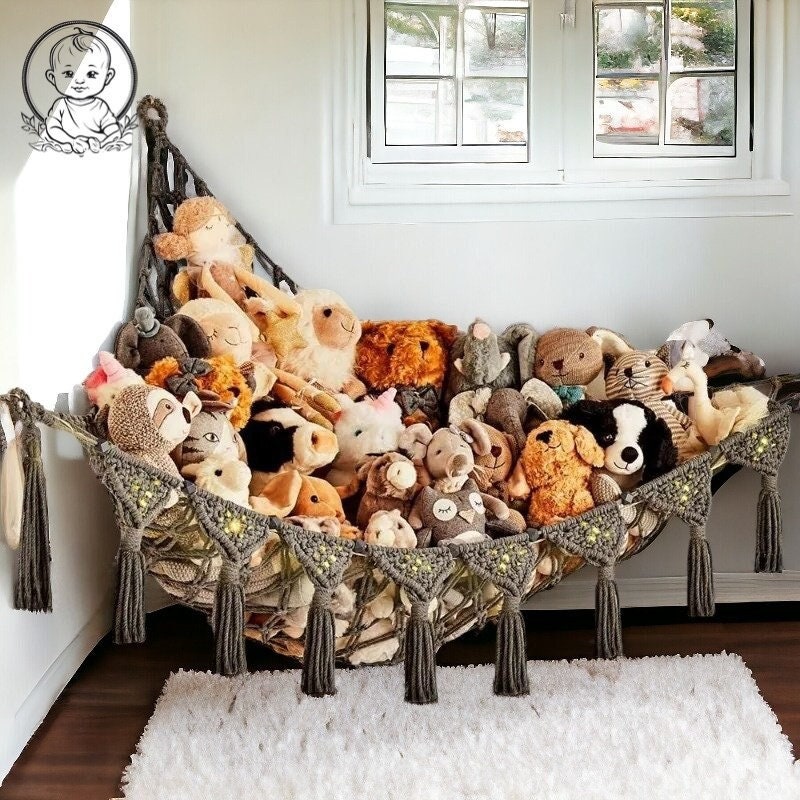 Bohemia Stuffed Animal Net Hammock Lace Decor Toy Storage - Temu