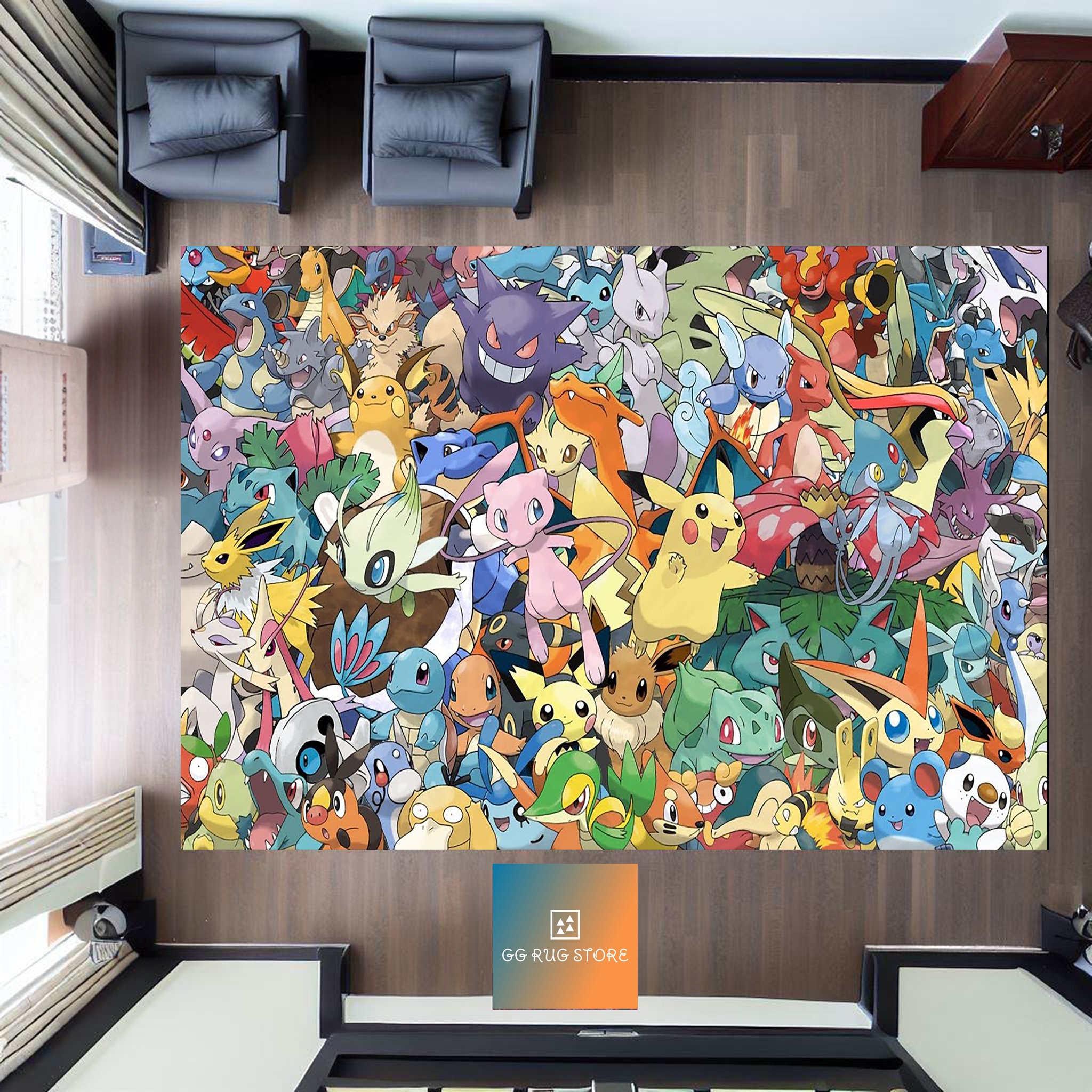 FTD330 Tapis Pokemon Pikachu pour la maison salon chambre à