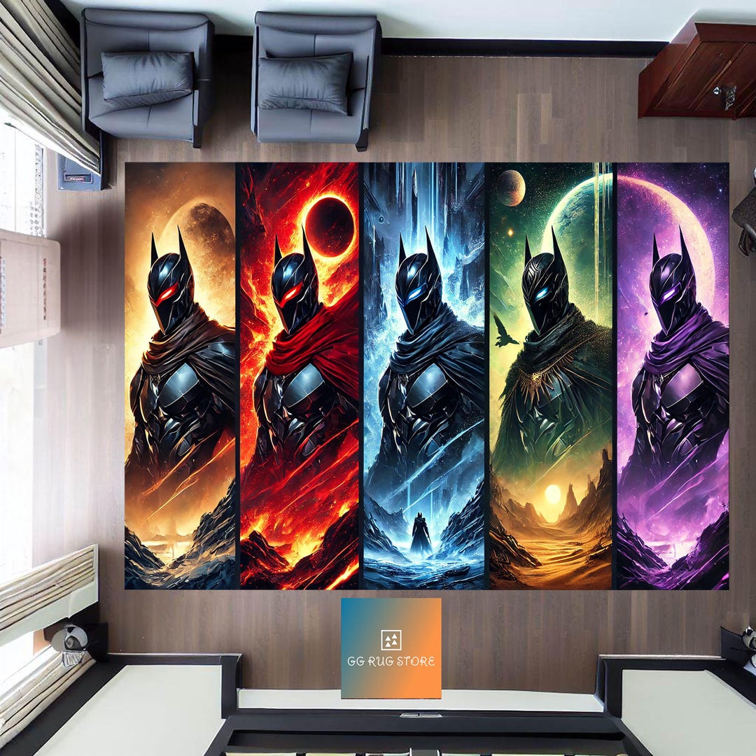 Epic Rug Dark Knight Rug, Colorful Art Rug, Powerful Knight Rug, Unique Design ...