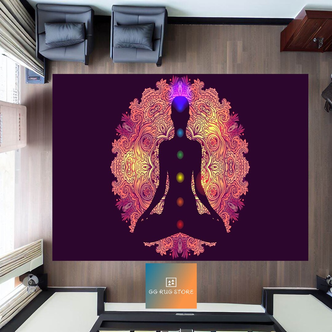 Chakra Image Rug Chakras Rug, Yoga Rug, Chakras Gift Rug, Chakra Rug, Meditation Rug ...