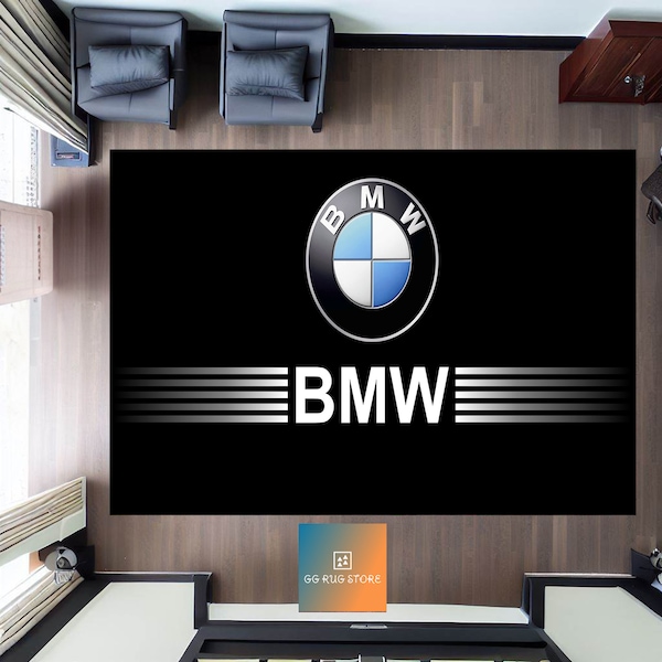 Teppich mit BMW Muster, Auto Teppich, Auto Teppich, Sportteppich, Geschenk für BMW Fans, Garage Teppich, Büroteppich, Werkstattteppich, Geschenk