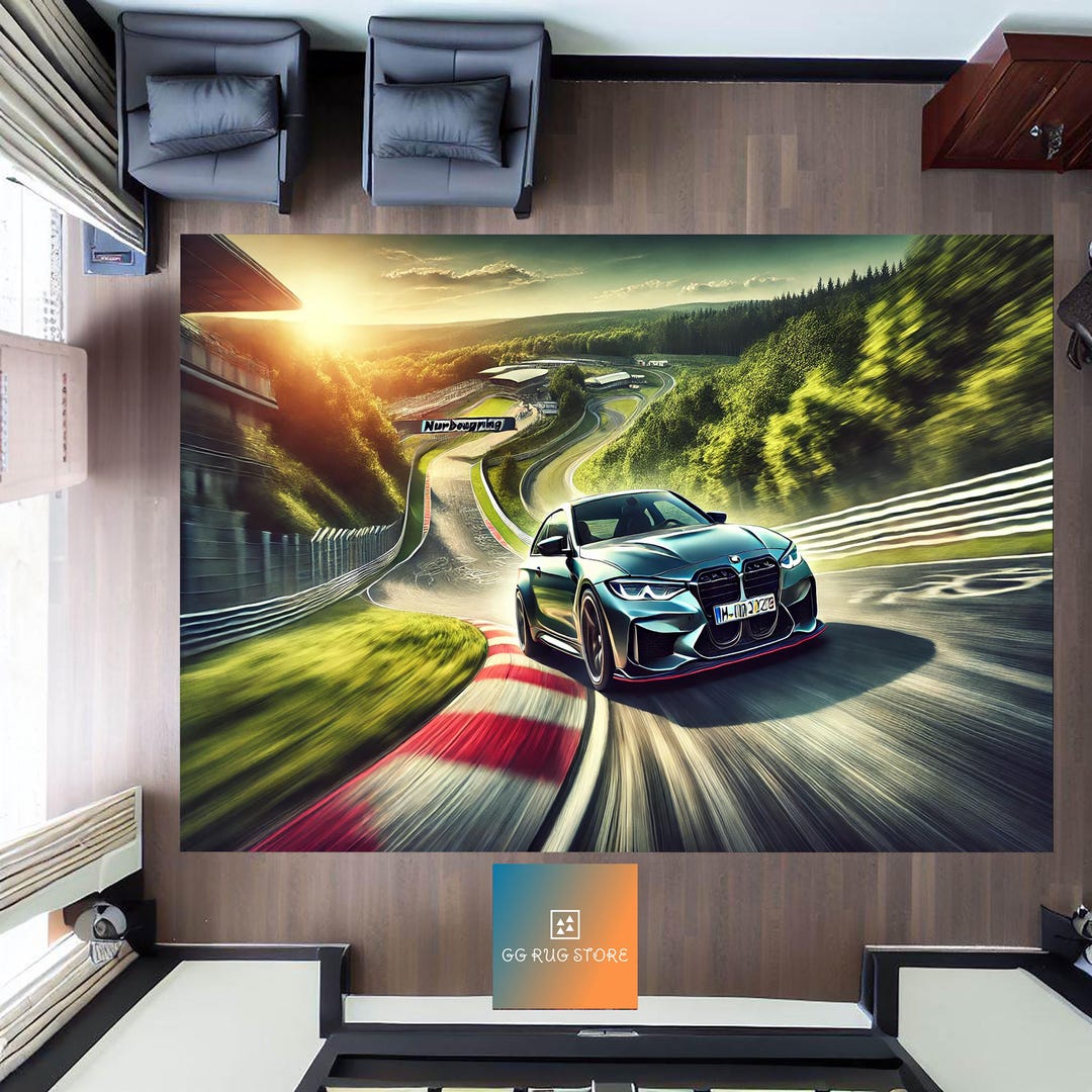 BMW M3 Nürburgring Print Rug, Racing Track Decor, Motorsport Art, Car ...