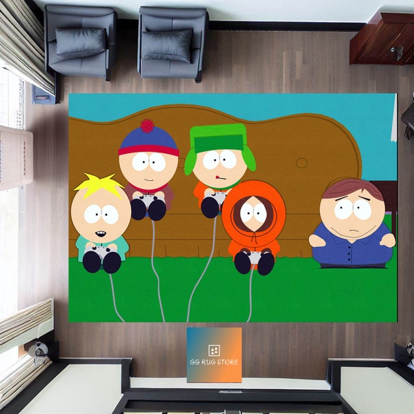 South Park Rug, Eric Cartman Rug, Kyle Rug, Kenny Rug, Salon Rug, Movie Rug, 8x10rug, Washable Rug, Antibacterial Rug, Anime Rug