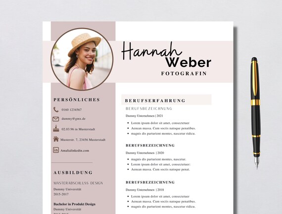Bewerbungsvorlage deutsch Lebenslauf tabellarisch kreativ Anschreiben modern Deckblatt Schüler Muster Design schlicht Praktikum 2025