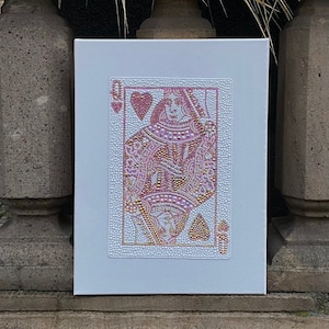 QUEEN of HEARTS 30x40cm bedazzled custom painting art from rhinestones/glitter/crystals/diamonds on canvas