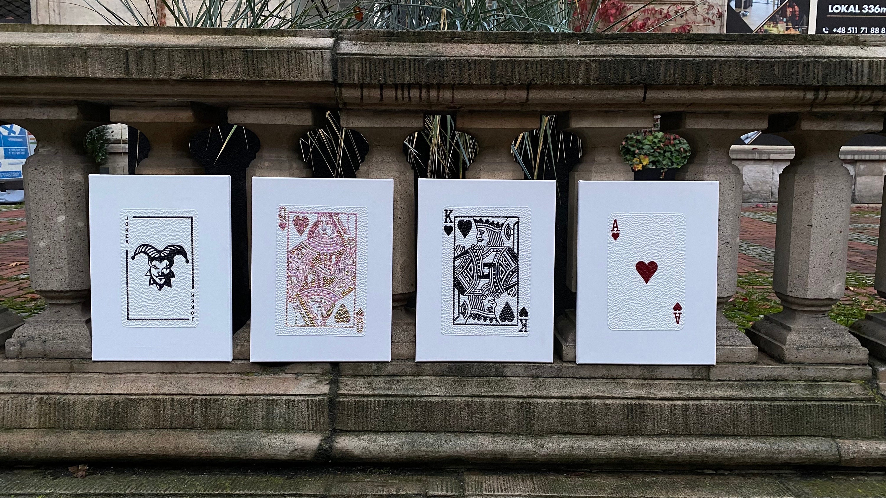 Playing Cards Rhinestone PLAYING CARDS 4pcs 30x40cm Bedazzled Custom Painting Art From ...