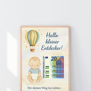 Regalo en efectivo por el nacimiento de un niño: imagen imprimible para regalo de bebé recién nacido: descarga digital para regalo en efectivo para bebé y niño