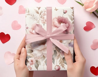 Floral Elegance Wrapping Paper | Sizes 30x36, 30x72, 30x180 | Romantic Blossom Gift Wrap for Special Occasions