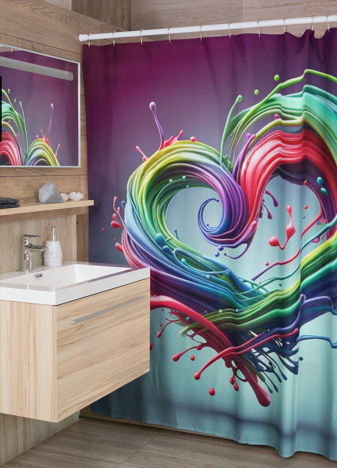 Artistic Paint Splatter Shower Curtain Modern Bathroom Decor Etsy
