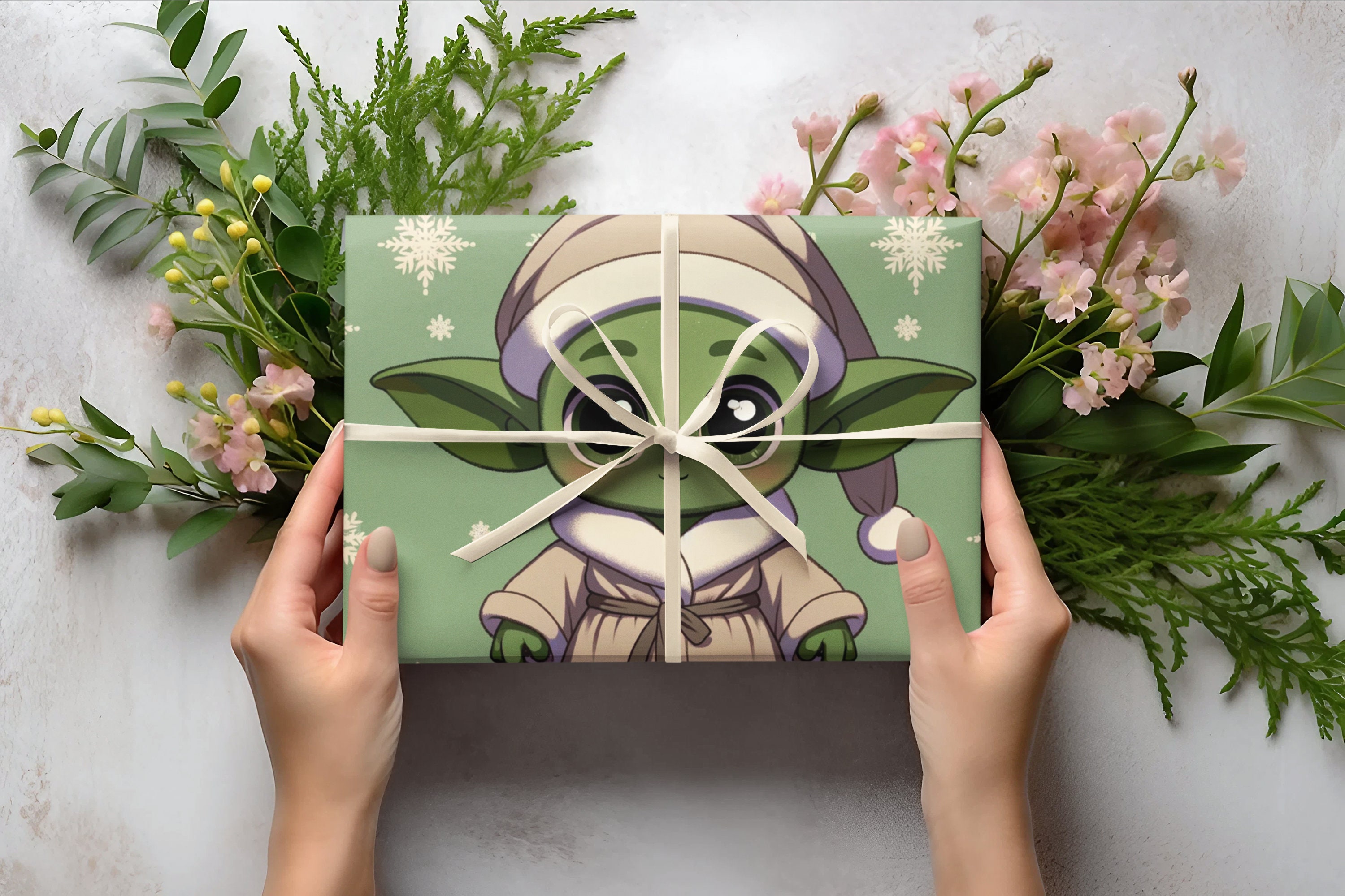 Baby Yoda Wrapping Paper I Star Wars Inspired I Christmas Gift Wrap I
