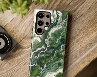 Verdant Malachite Phone Case for Samsung Galaxy and Google Pixel Phones - Lush Stone Pattern