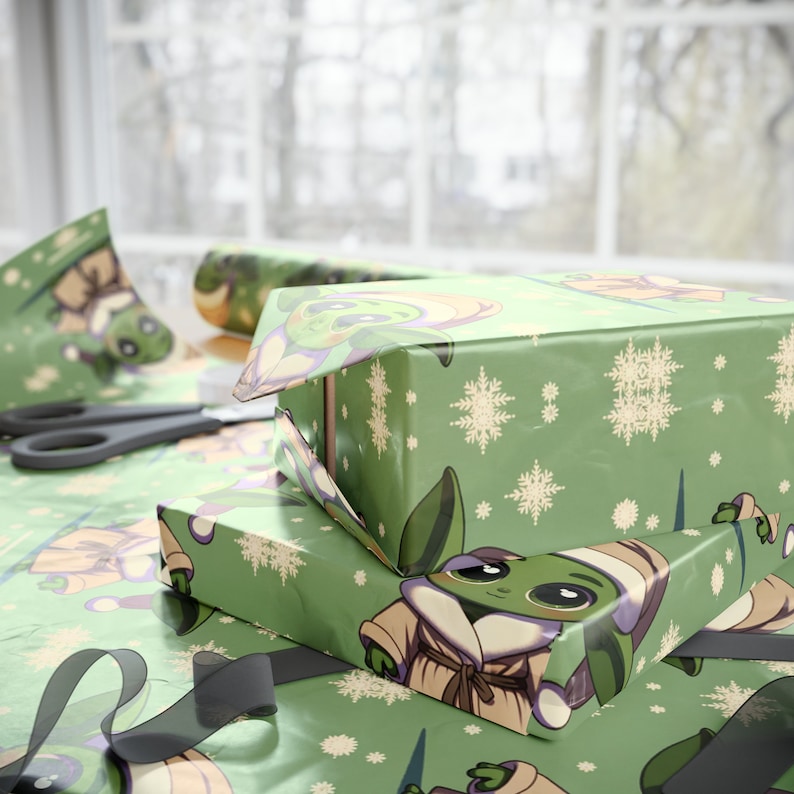 Baby Yoda Wrapping Paper I Star Wars Inspired I Christmas Gift Wrap I