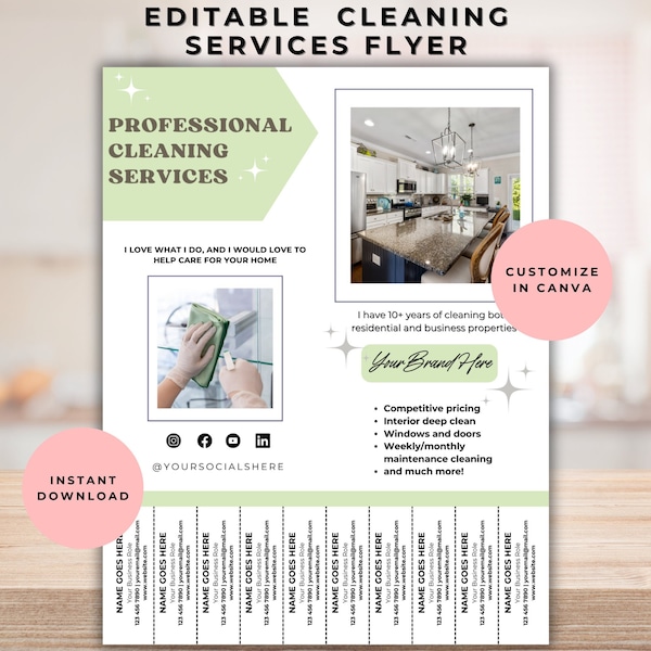 Printable Cleaning Services Flyer Template, Editable Cleaning business flyer, Cleaning Services Marketing Poster, Home and business cleaning