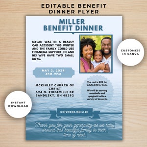 Bearbeitbarer Benefiz-Dinner-Flyer, benutzerdefinierter Wohltätigkeitsveranstaltungs-Flyer, Spaghetti-Dinner-Flyer-Vorlage, Dinner-Fundraise-Flyer, Benefiz-Auktions-Flyer