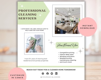 Printable Cleaning Services Flyer Template, Editable Cleaning business flyer, Cleaning Services Marketing Poster, Home and business cleaning