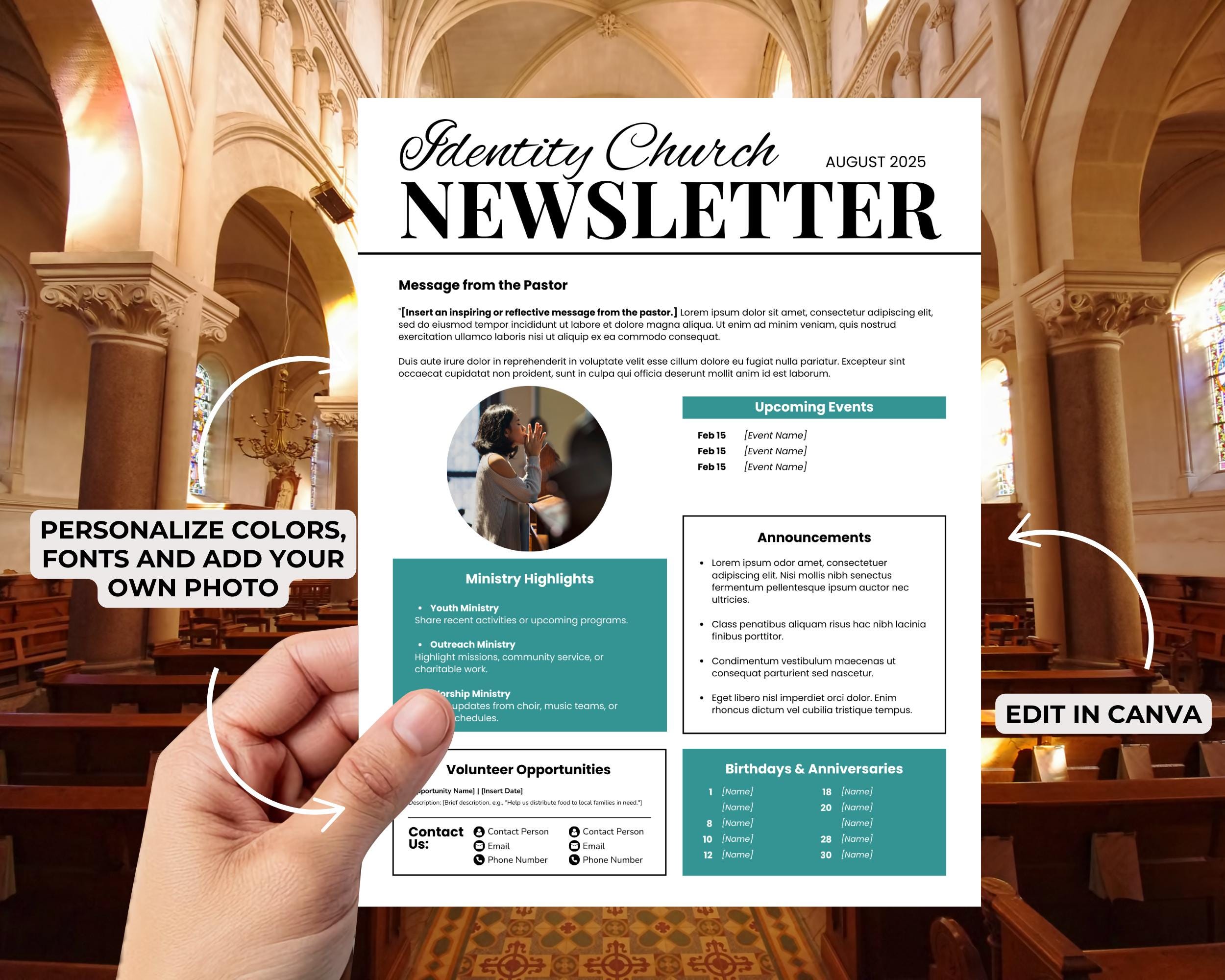 August Newsletter Examples August Church Newsletter Template, August Newsletter Canva Editable ...