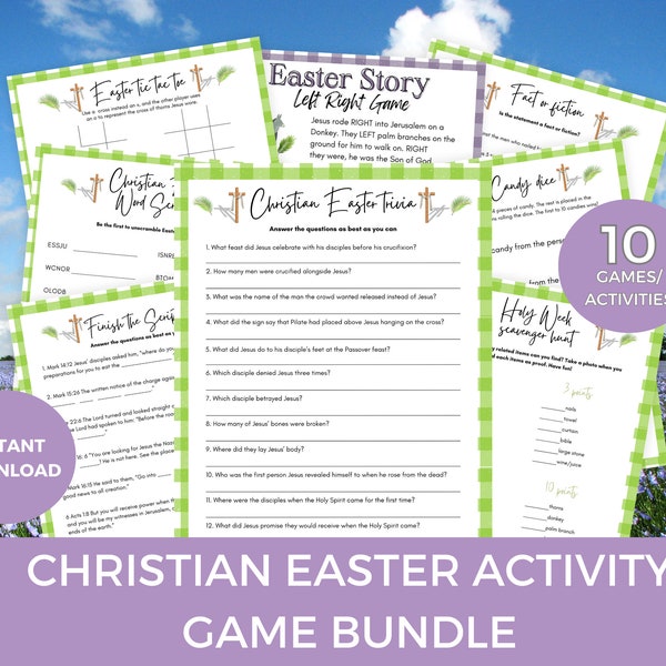 Christian Easter Activity Bundle, Youth Group Easter idea, Bible Trivia Games, Sunday School Easter Games for kids, Easter Sunday Activities