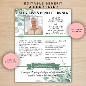 Editable Benefit Dinner flyer, custom charity event flyer, spaghetti dinner flyer template, Dinner fundraise flyer, benefit auction flyer