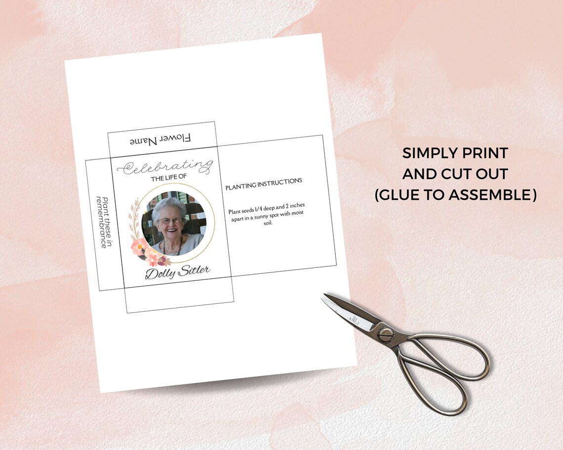 Funeral Seed Packet Custom, Printable Funeral Flower Favor Keepsake, Editable Memorial Guest ...