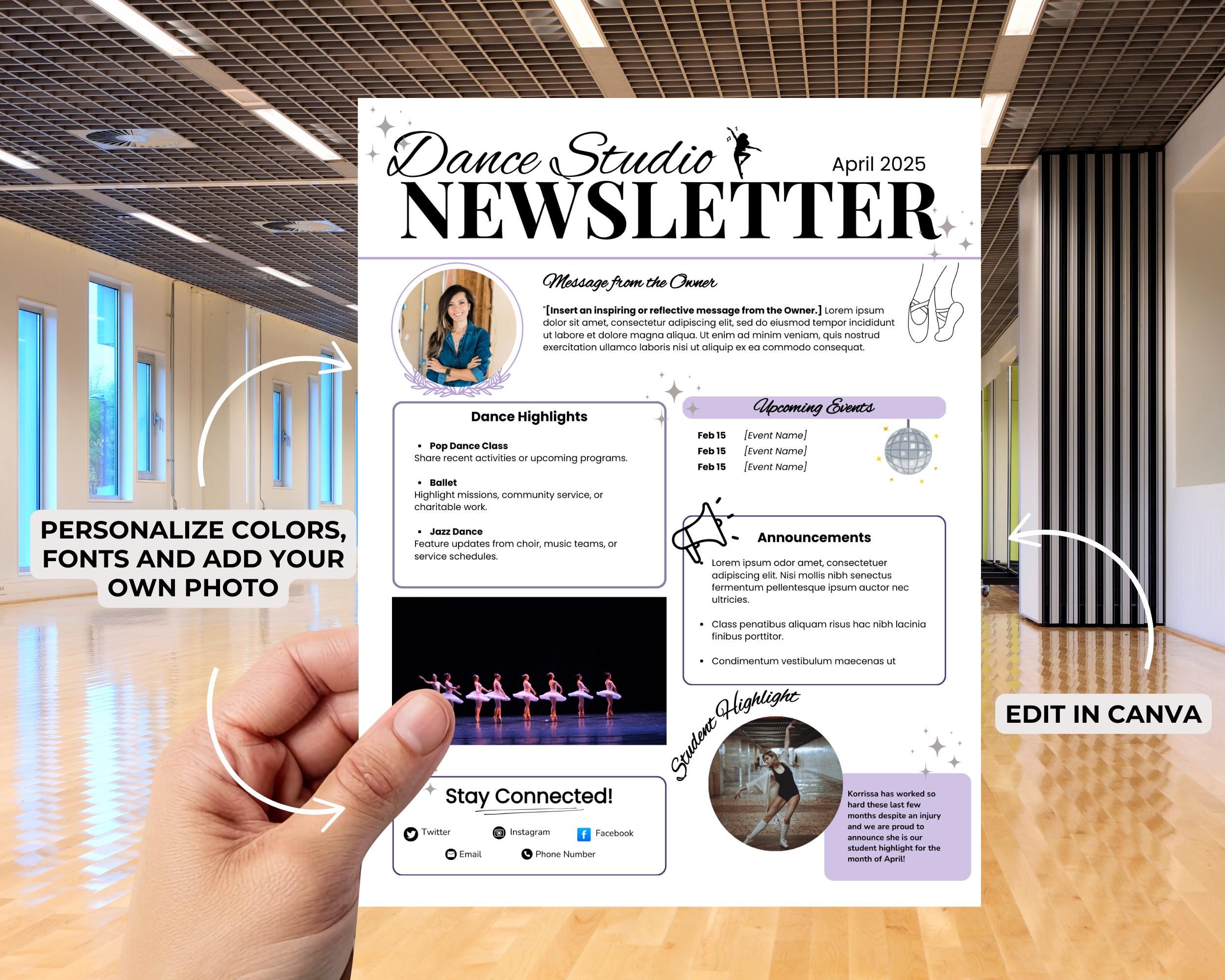 Dance Canva Newsletter Template, Editable Dance Club Newsletter, Dance ...