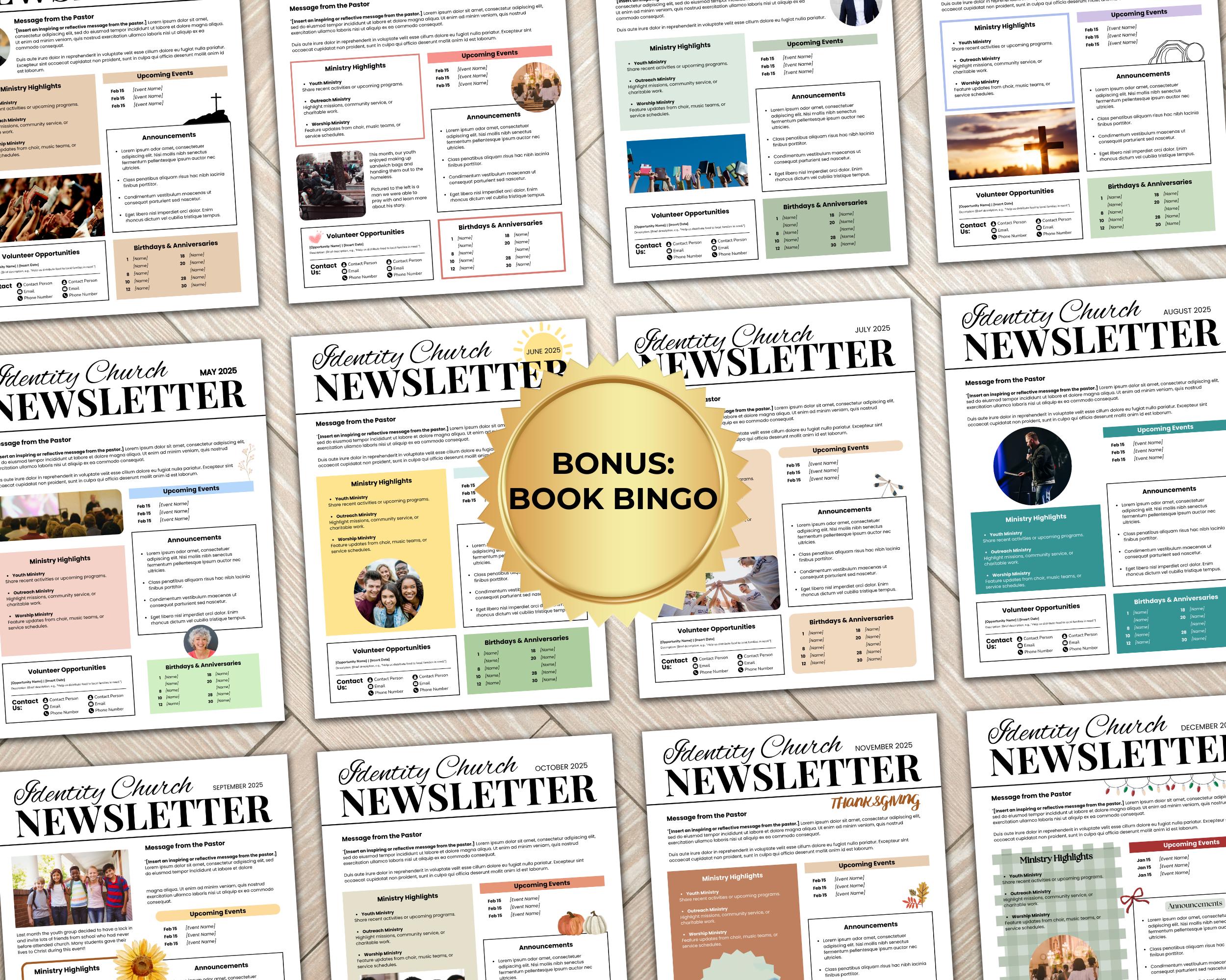 Bulletin Newsletter Examples Newsletter Template, Monthly Church Newsletter, Editable Church ...